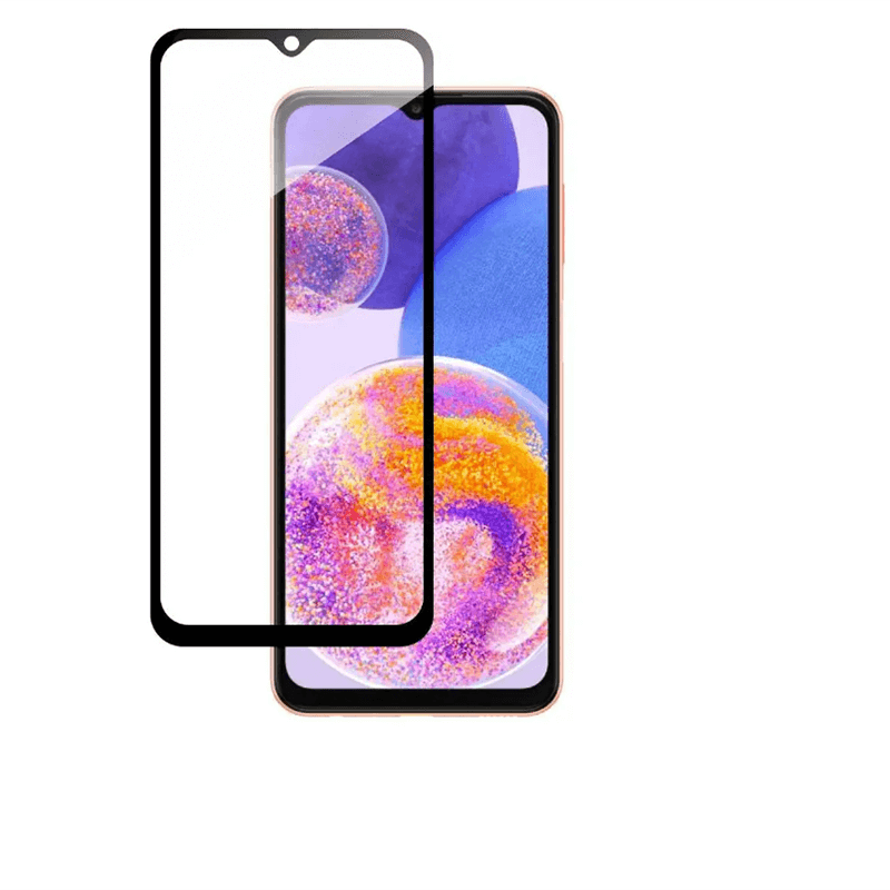 3x Picasee ochronne szkło hartowane 3D z ramką do Samsung Galaxy A23 A236B 5G - czarne – 2+1 gratis