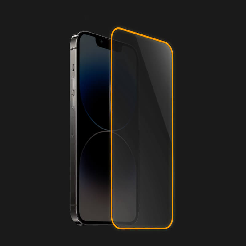 3x Picasee Ochronne szkło hartowane z rozbłyskującą w ciemności ramką do Apple iPhone 12 - Oranžová