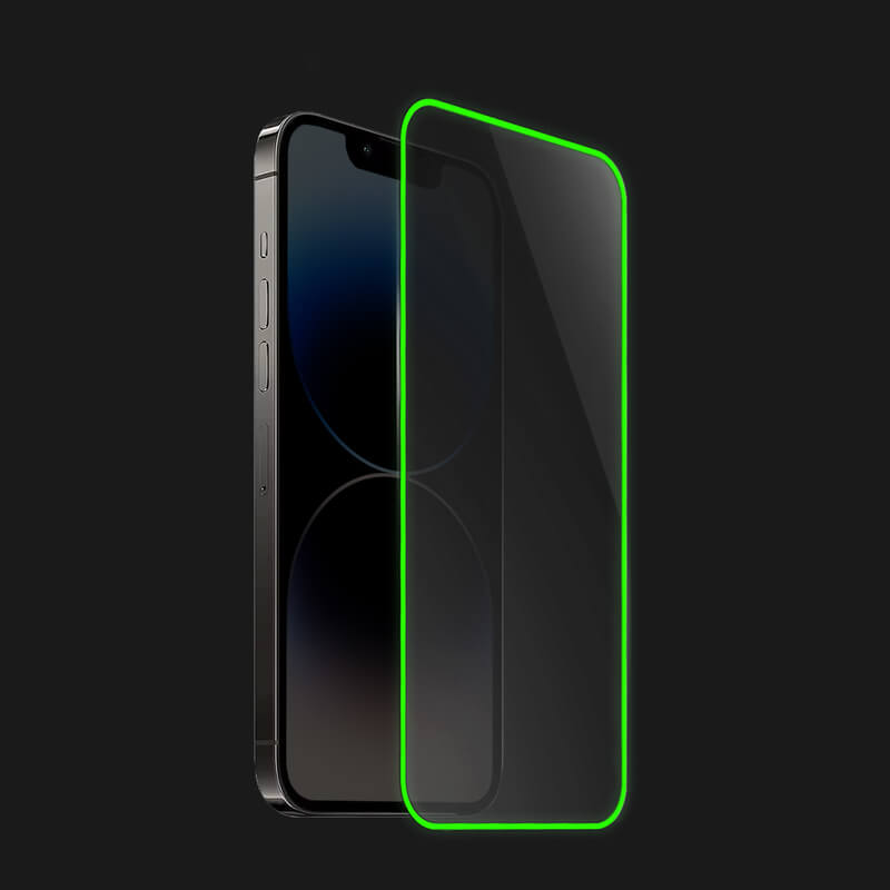 3x Picasee Ochronne szkło hartowane z rozbłyskującą w ciemności ramką do Apple iPhone 12 - Zielona