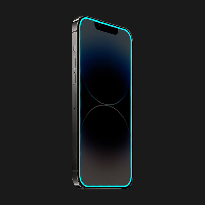 Ochronne Szkło Hartowane Z Rozbłyskującą W Ciemności Ramką Do Apple IPhone SE 2020 - Niebieski