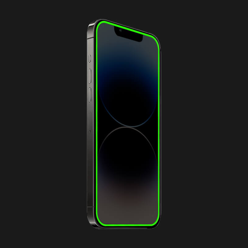 3x Ochronne Szkło Hartowane Z Rozbłyskującą W Ciemności Ramką Do Apple IPhone 12 Pro Max - Zielona