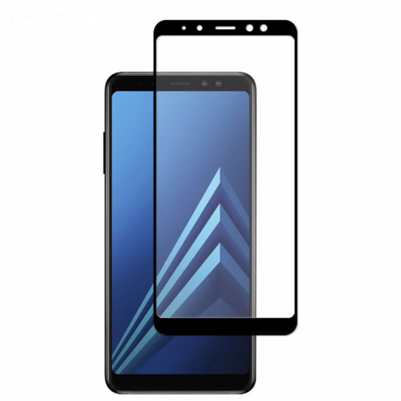 3x Picasee ochronne szkło hartowane 3D z ramką do Samsung Galaxy A8 2018 A530F - czarne – 2+1 gratis